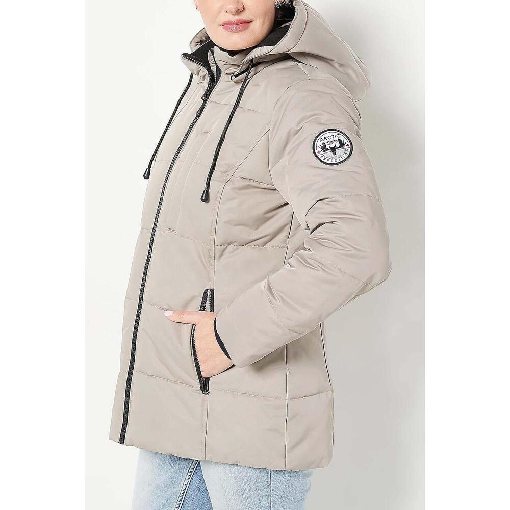 Arctic Expedition Horizontal Quilted Down Coat Tan - Regular